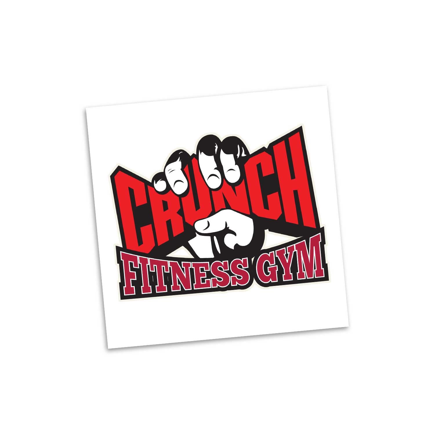 A square temporary tattoo featuring a red and black design with a fist gripping the word "CRUNCH" above "FITNESS GYM". Temporary Tattoo Classic - 76mm x 76mm - Image 1