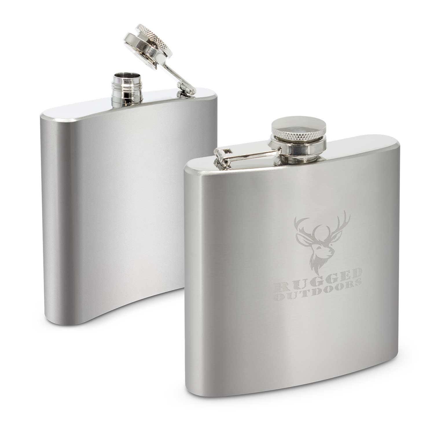 A drink bottle styled hip flask in stainless steel, featuring a logo, with a secure screw cap. Tennessee Hip Flask - Image 1
