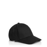 A black kids' cap with a curved brim, featuring a logo on the front.