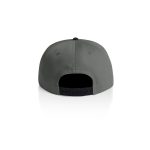 A two-tone cap in green and black with a logo on the back and an adjustable strap.