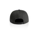 A dark green cap featuring a black adjustable strap and a plain back. Includes a logo.