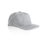 A light grey cap with a curved brim and a logo on the side.