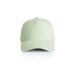 A light green cap with a structured front and a logo on the side. Suitable as stylish headwear.