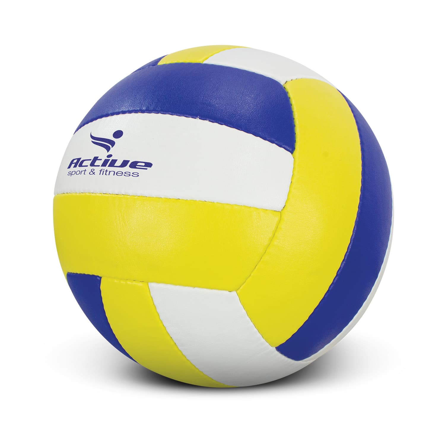 A volleyball featuring blue, yellow, and white panels, with a logo on the surface. Volleyball Pro - Image 1