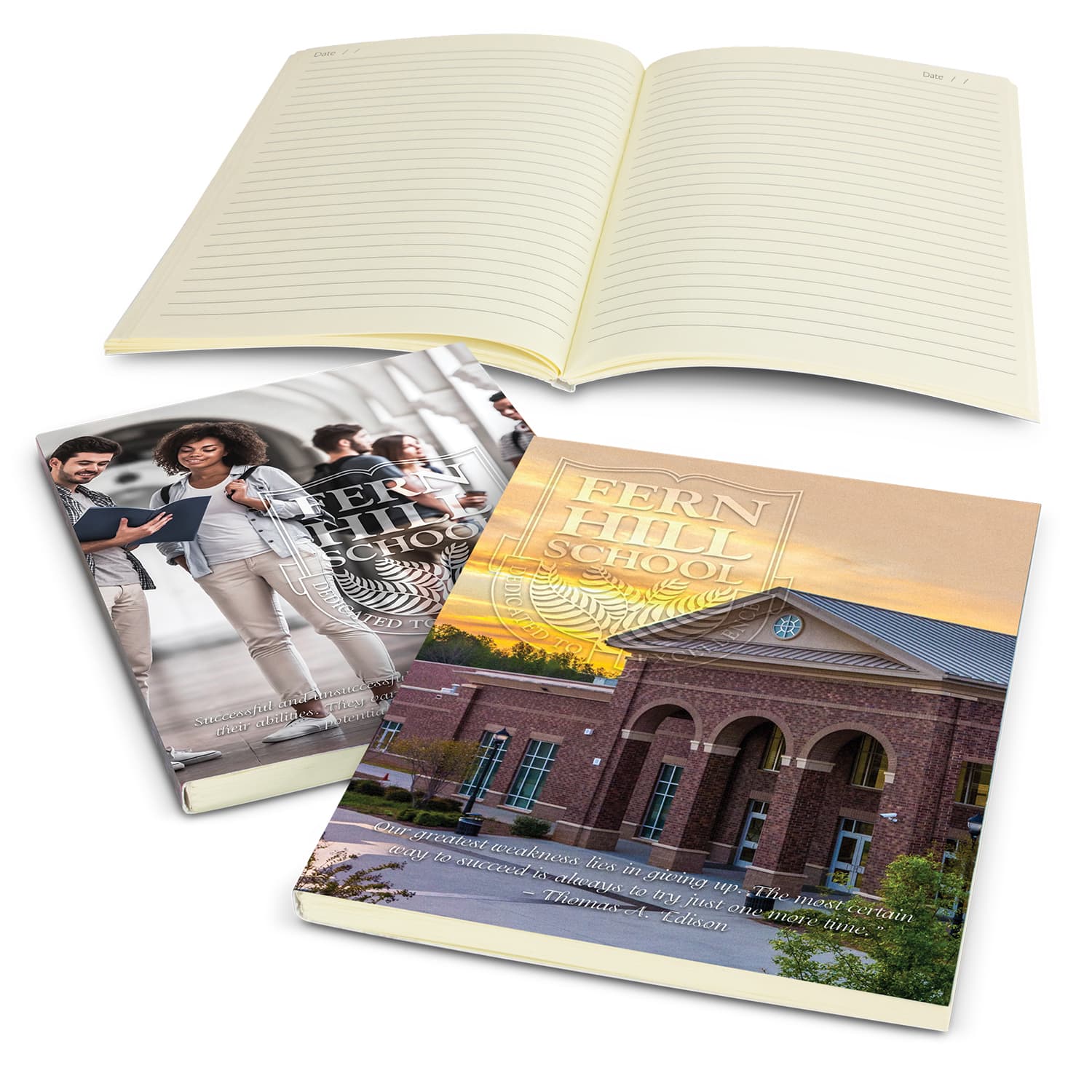 A Chorus Notebook in a colourful cover with a logo, featuring lined pages and displayed alongside two additional notebooks. Chorus Notebook - Image 1