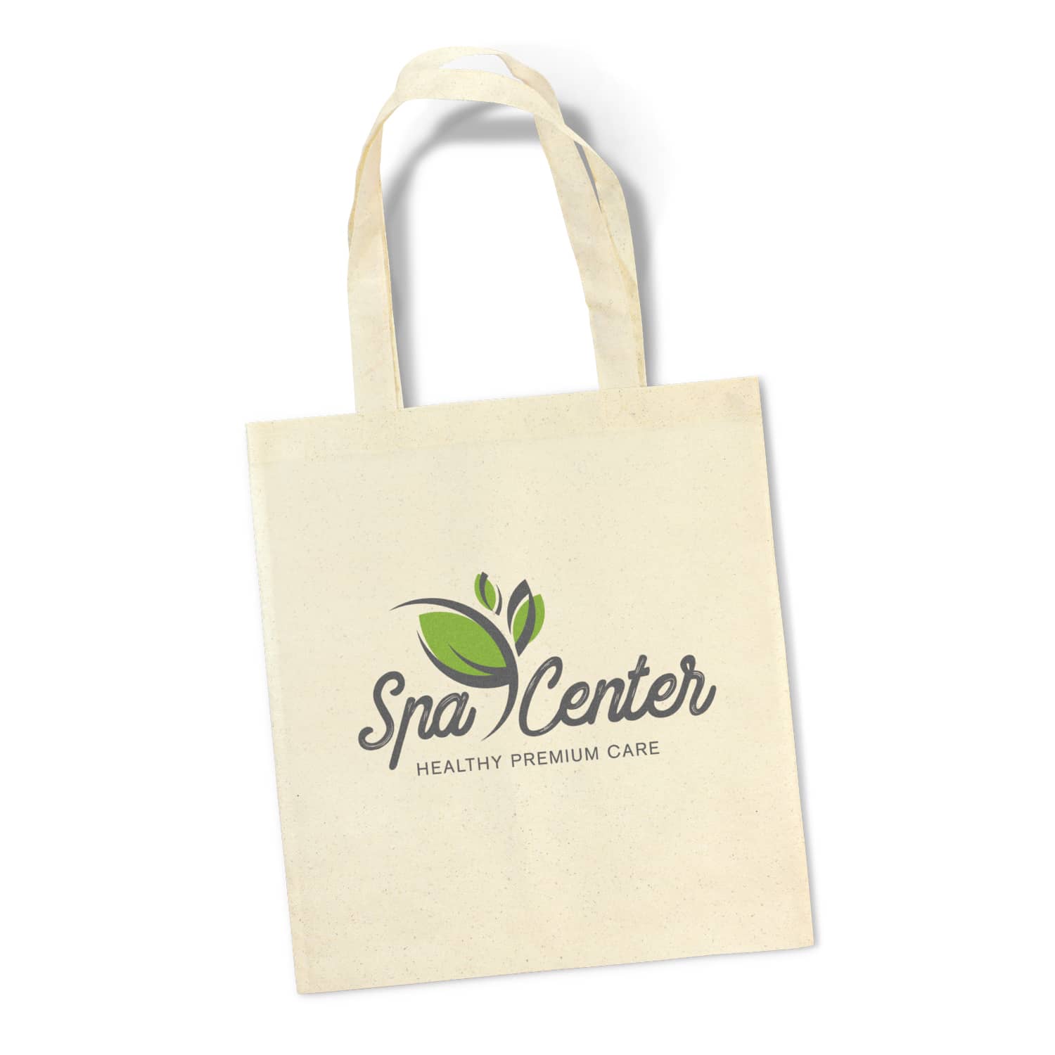 A beige tote bag featuring a logo design with green leaves and text. The bag has two sturdy handles. Viva Natural Look Tote Bag - Image 1