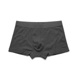 A pair of grey boxer briefs with a plain waistband and no visible branding.
