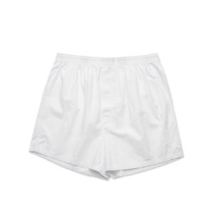 White boxer shorts with an elastic waistband and a relaxed fit. Features a simple design without patterns.