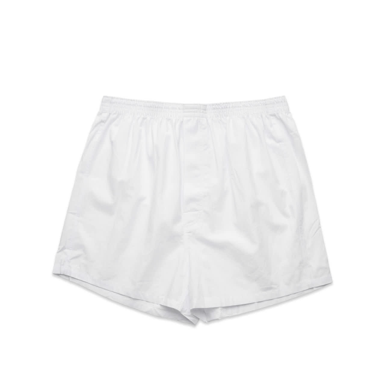 White boxer shorts with an elastic waistband and a relaxed fit. Features a simple design without patterns. White boxer shorts with an elastic waistband and a relaxed fit. Features a simple design without patterns.