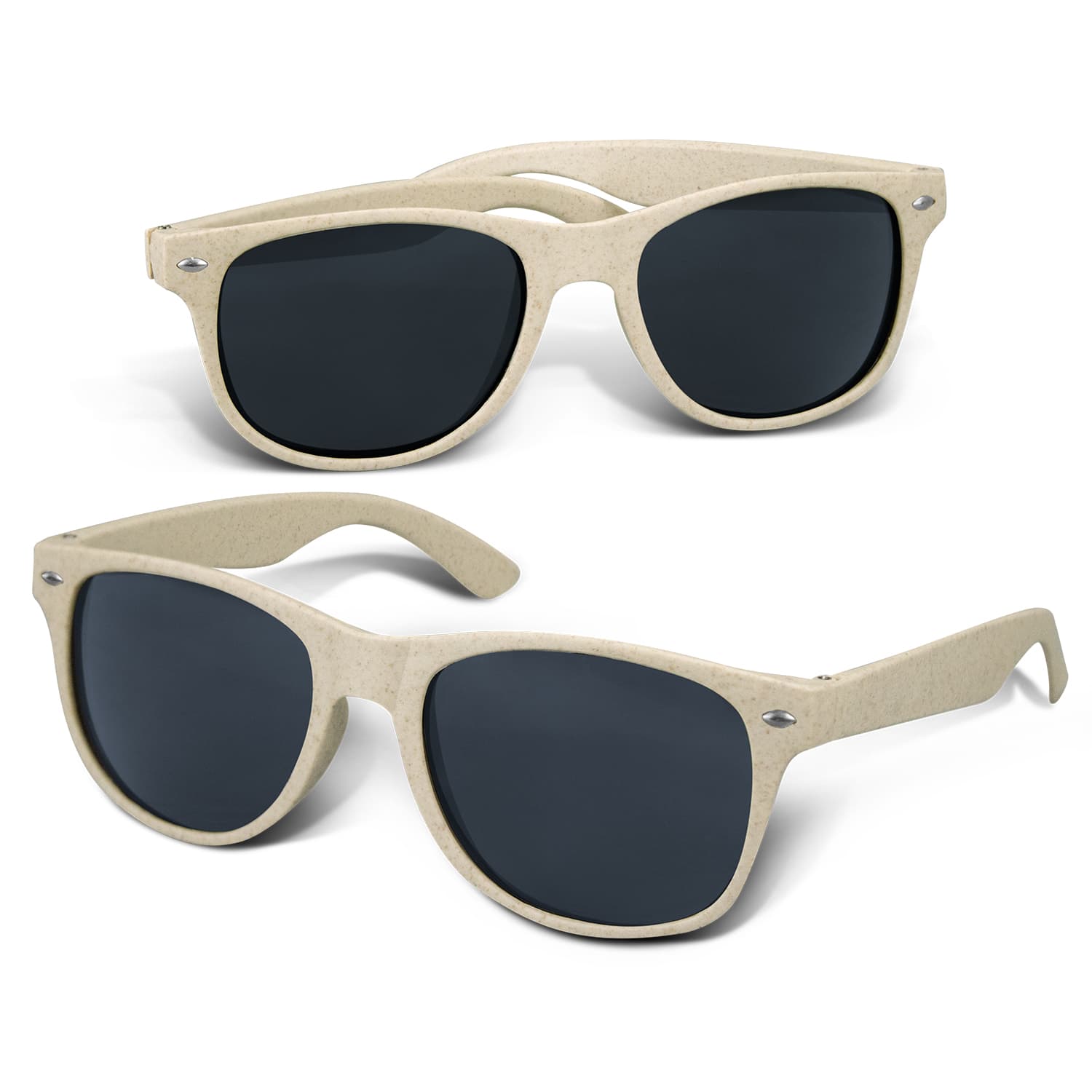 Malibu Basic Sunglasses in natural hues with dark lenses; features a logo on the frame. Malibu Sunglasses - Natural - Image 1