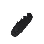 Two pairs of black invisible socks with a low-cut design and curved heel.
