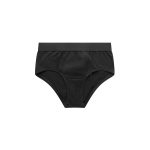 A black pair of Y-Front Briefs featuring a smooth fabric and an elastic waistband. The item has a simple design.