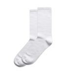 White business socks in a pair, featuring a simple design. The product includes two pairs.