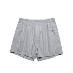 Boxer Fine Stripe Shorts in light grey with fine vertical stripes, featuring an elastic waistband and logo.