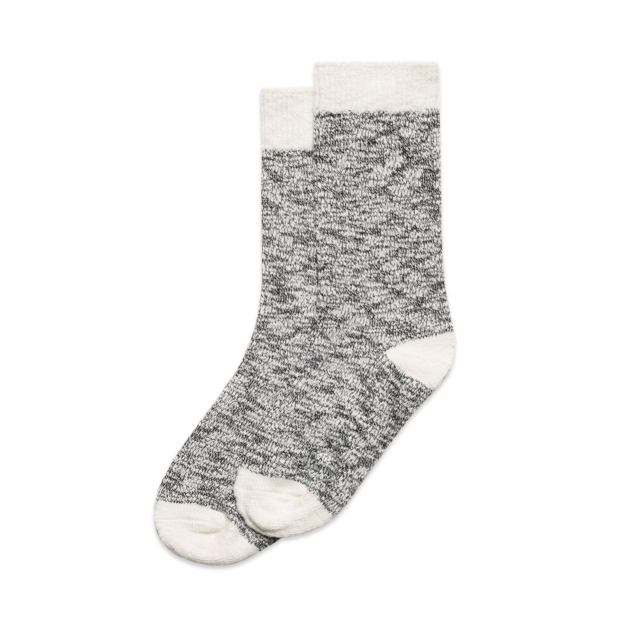 A pair of grey slub socks with cream accents. Includes two pairs in total. Features a logo on the band. A pair of grey slub socks with cream accents. Includes two pairs in total. Features a logo on the band.