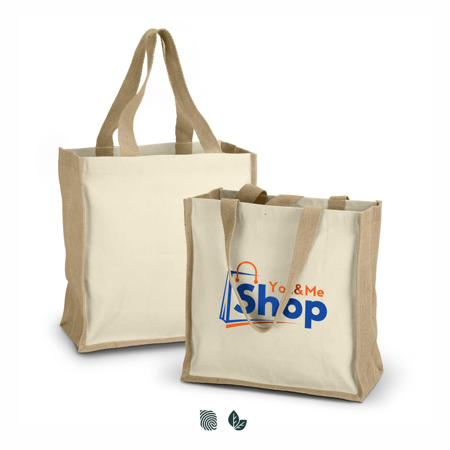 A pair of beige tote bags with sturdy handles; one bag features a logo. Horus Tote Bag - Image 1