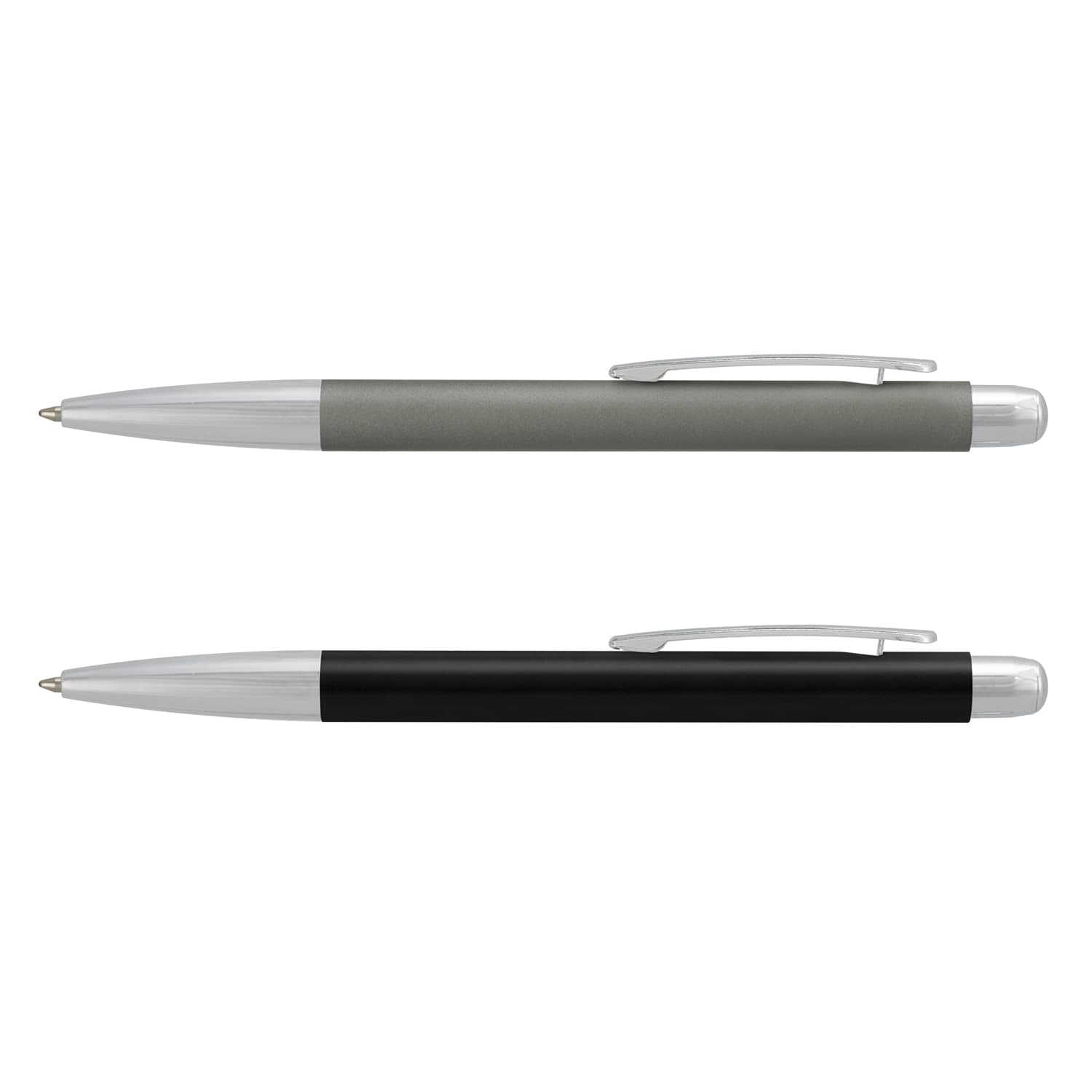 A set of two metal pens in grey and black, each featuring a silver clip and accents. Xavier Pen - Image 1