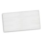 A large white beach towel with a smooth texture and a simple design. It features a branding logo.