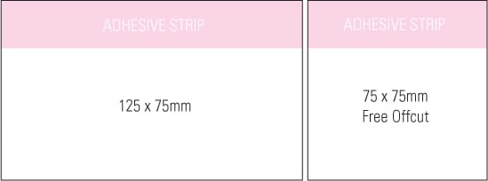 A notepad featuring a pink header, with dimensions of 125x75mm and 75x75mm, including an adhesive strip. Stuk note pad 125x75 Recycled White 3col 100 leaf - Image 1
