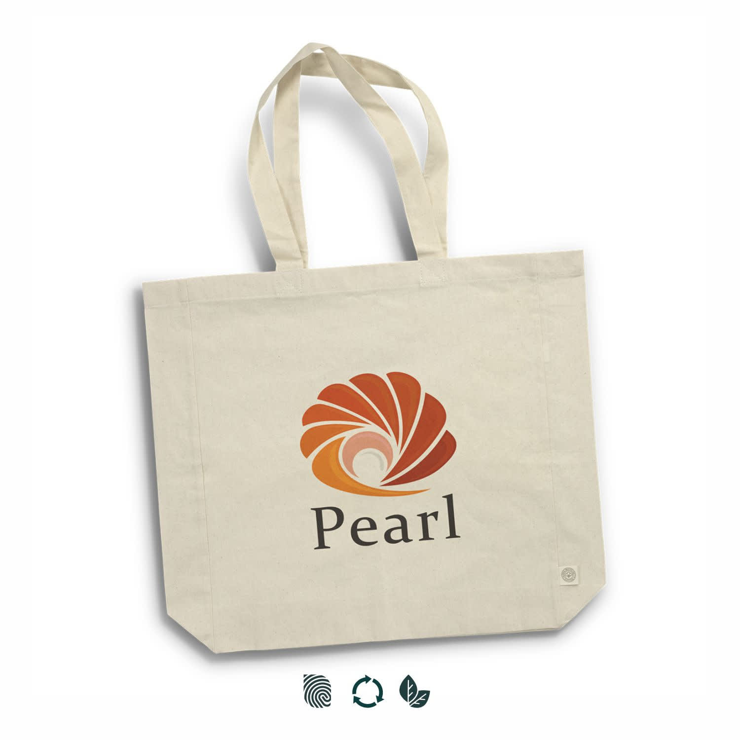 A cream tote bag made from recycled cotton with a logo and two sturdy handles. Carnaby Recycled Cotton Tote Bag - Image 1