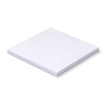 A white sticky pad with a square shape, measuring 100 x 100mm, containing 50 sheets.