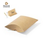 A brown recycled cardboard gift box with a rounded top and a logo display area.