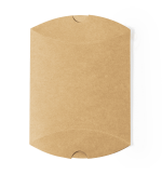 A kraft paper gift box with a curved shape and a secure closure, featuring a simple, natural finish.