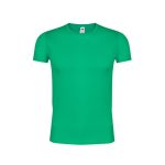 A green adult t-shirt featuring a standard crew neck and short sleeves, with a label inside.