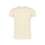 A cream-coloured adult t-shirt with a classic fit and a small label at the neckline. It features no graphics or logos.