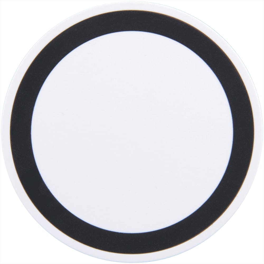 A wireless charging pad in white with a solid black border, featuring a logo. Freal Wireless Charging Pad, White/Solid Black - Image 1