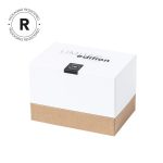 A white and brown box with a label indicating "Limited Edition" and a logo, featuring a clean, simple design.