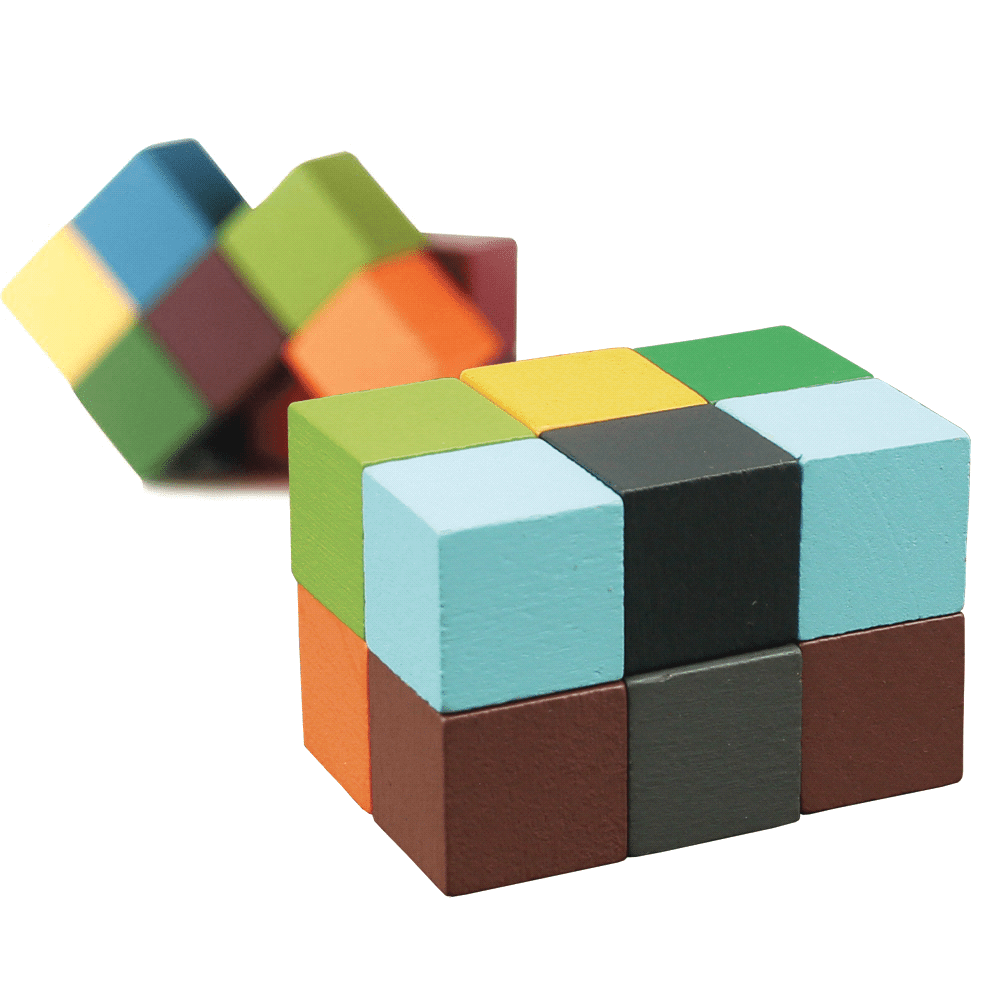 A colourful, geometric block set featuring various shades of blue, green, orange, yellow, brown, and black. Icon Mental Block - Image 1