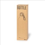 A drink bottle in a kraft paper box, featuring a screw cap and a loop for carrying. It has a minimalist design.