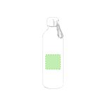A drink bottle in a sleek design featuring a silver finish and a clip. It includes a blank area for branding.