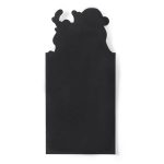 A black magnetic to-do list featuring playful character outlines at the top. It has a smooth, non-textured surface.
