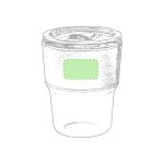A plastic tumbler with a clear base and a frosted top, featuring a blank area for branding or labels.
