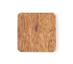 A square wooden wireless charger with a natural wood grain finish and rounded edges.
