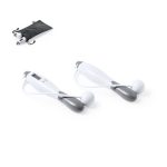 A digital skipping rope in white and grey, with a carry pouch, featuring a display for tracking performance.