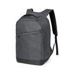 A grey anti-theft backpack featuring padded shoulder straps and a discreet logo. Ideal for carrying essentials securely.