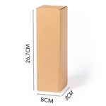A tall, brown cardboard gift box measuring 26.7 cm by 8 cm, featuring a simple design without embellishments.