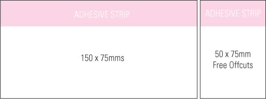 A notepad featuring a white design with a pink adhesive strip, measuring 150x75 mm. Includes free offcuts. Stuk note pad 150x75 colour 1col 25 leaf - Image 1