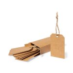 A set of brown cardboard hangtags with twine, neatly packaged in a small box.