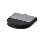 A picnic set featuring a grey and black zippered carrying case with a logo.