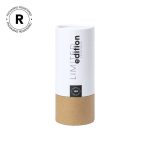 A cylindrical white and brown packaging container with a logo at the top, labelled "Limited Edition."