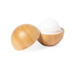 A bamboo container with a white lip balm inside, showcasing a natural and eco-friendly design.