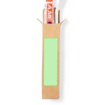 A brown cardboard box containing dental products, including a tube of toothpaste and a toothbrush.