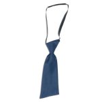 A women's tie in navy blue with a black adjustable strap. It features a smooth, satin-like texture.