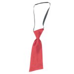 A red women's tie with a grey adjustable strap, featuring a classic knot design.