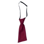 A maroon women's tie with a black adjustable strap, featuring a simple design and a solid colour.