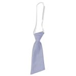 A light purple women's tie with a white neckband and a smooth satin finish. It has a logo on the neckband.
